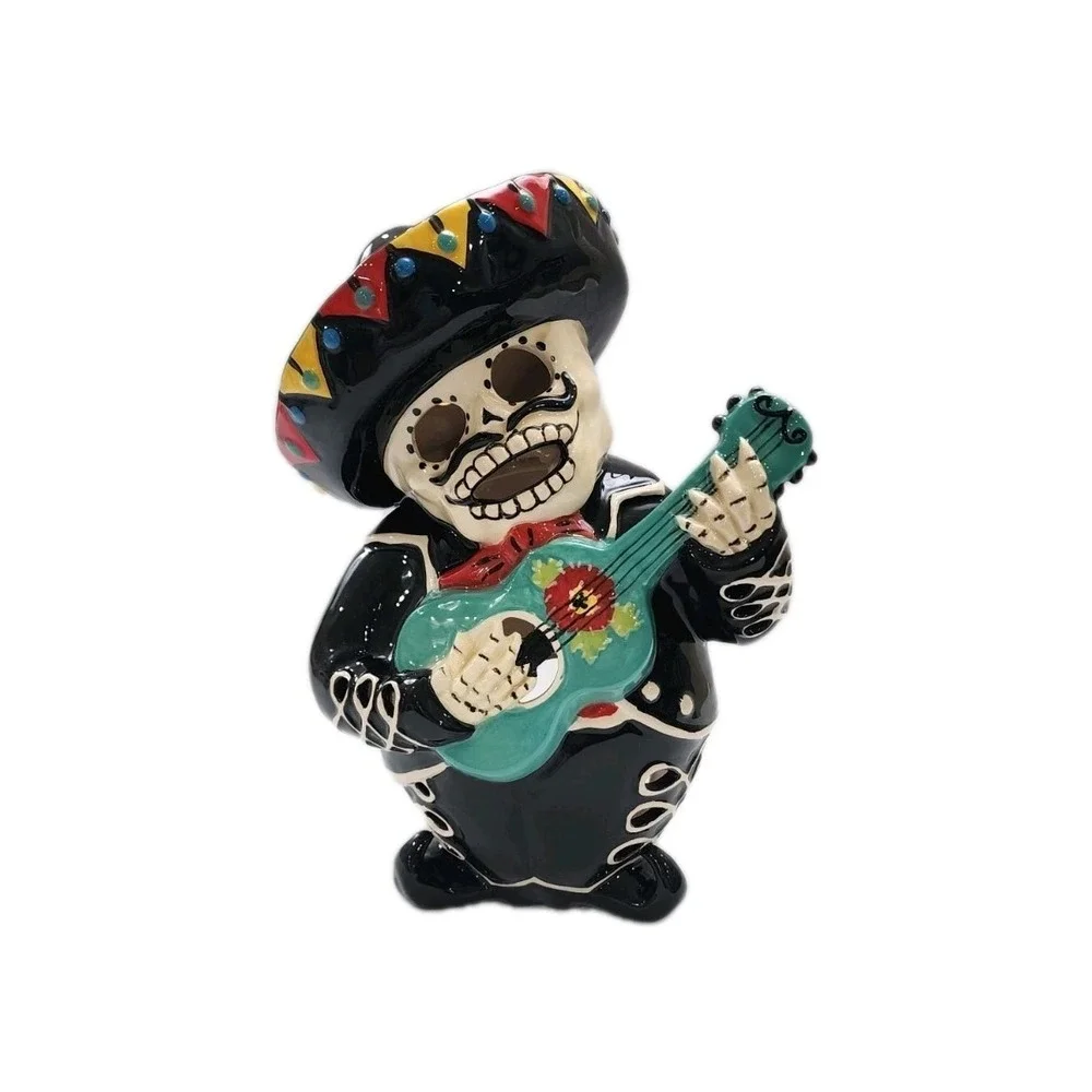 Brand New BLUE SKY CLAYWORKS HALLOWEEN DAY OF THE DEAD MARIACHI GUITAR PLAYER